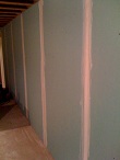 taped drwall seams on wall